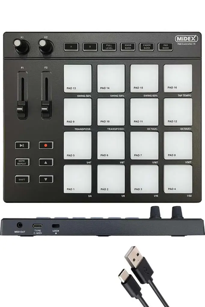 Midex Pad Controller-16 Launchpad Midi Pad Controller (48 Adet Pad Bankası)