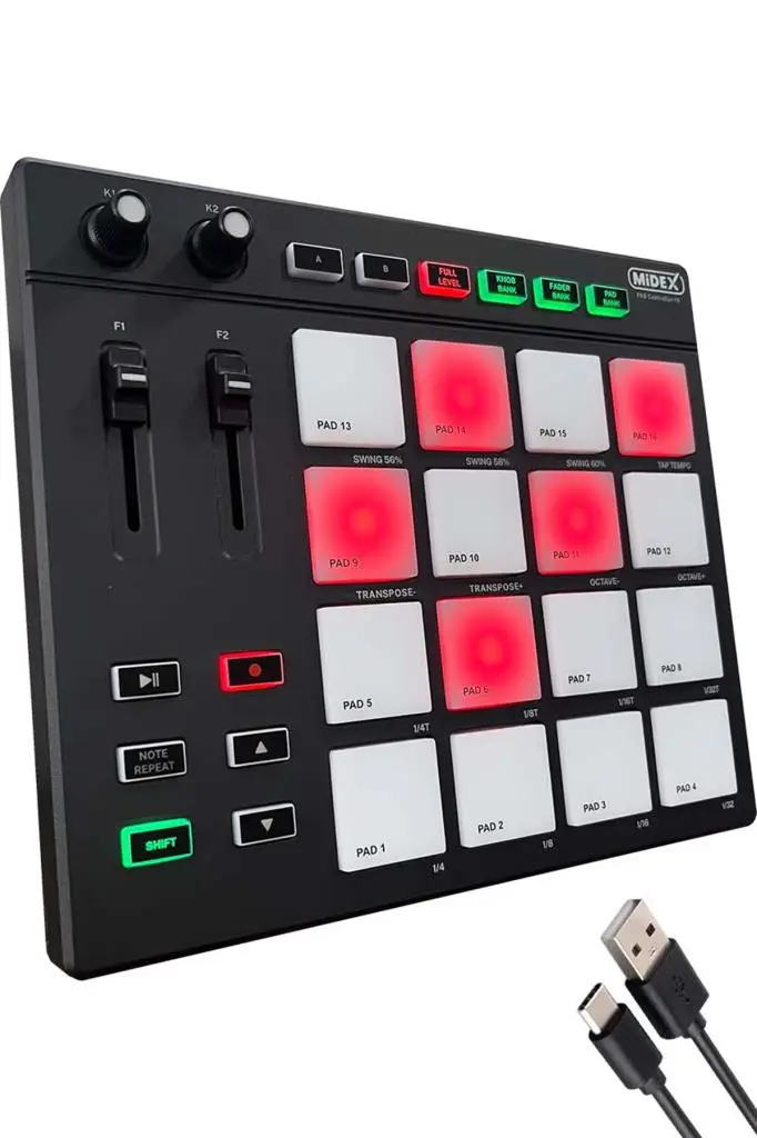 Midex Pad Controller-16 Launchpad Midi Pad Controller (48 Adet Pad Bankası)