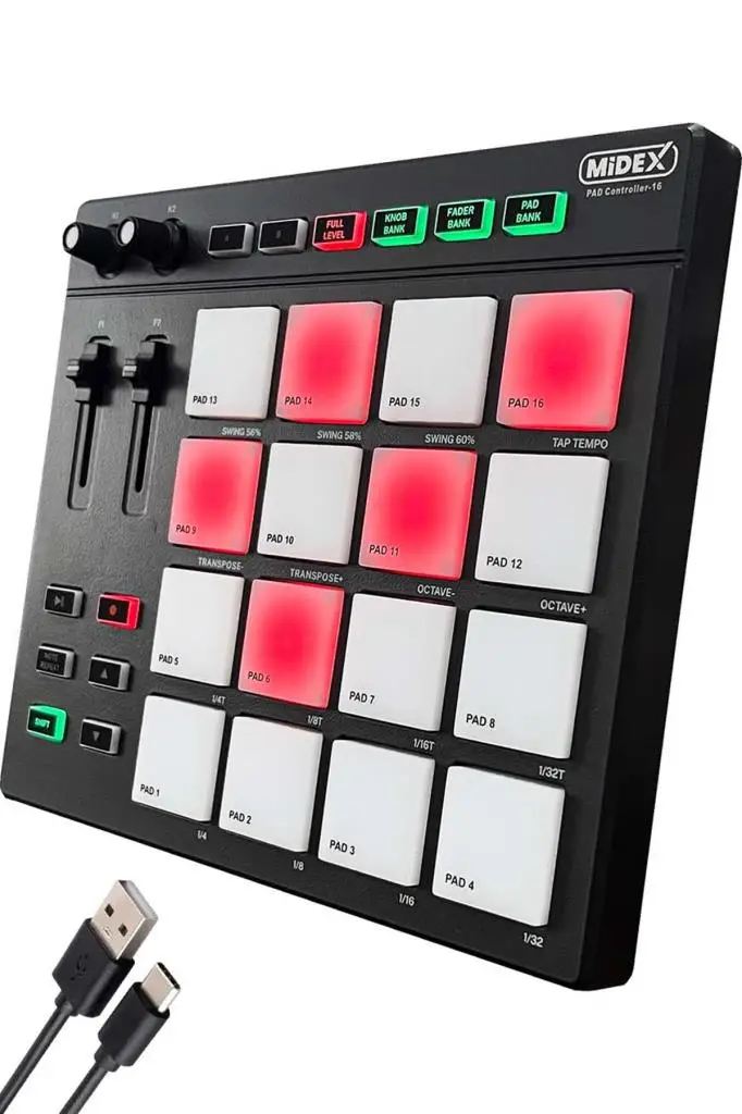 Midex Pad Controller-16 Launchpad Midi Pad Controller (48 Adet Pad Bankası)