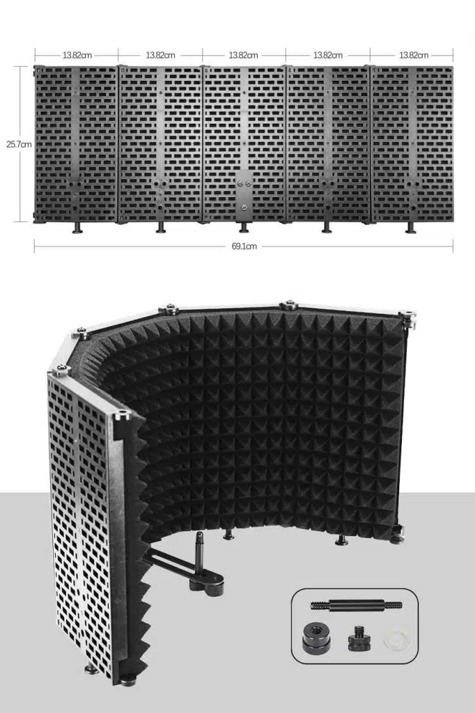 Midex PF-43 Mikrofon Ses Yalıtım İzolasyon Paneli 5 Bölümlü Ayaklı (69x26 cm) Midex PF-43 Mikrofon Ses Yalıtım İzolasyon Paneli 5 Bölümlü Ayaklı (69x26 cm)