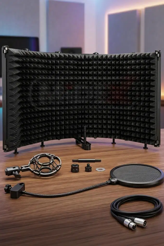 Midex PF-43PS Mikrofon Ses Yalıtım Paneli 5 Bölümlü Ayaklı 69x26cm (Filtre Sünger Shock Mount Kablo Hediye) Midex PF-43PS Mikrofon Ses Yalıtım Paneli 5 Bölümlü Ayaklı 69x26cm (Filtre Sünger Shock Mount Kablo Hediye)