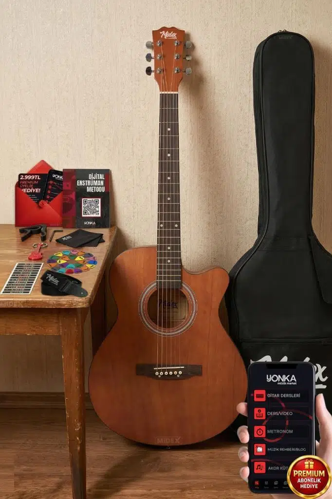 Midex Phx-187 Masif Ağaç Akustik Gitar 4/4 Yetişkin Boy (Çanta Askı Capo) Midex Phx-187 Masif Ağaç Akustik Gitar 4/4 Yetişkin Boy (Çanta Askı Capo)
