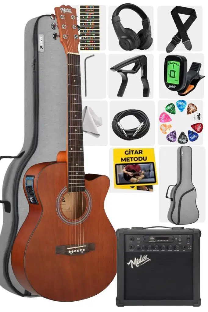 Midex Phx-188AMP Elektro Akustik Gitar 4/4 (Amfi GİGBAG Tuner Askı Capo Jak Kablo) Midex Phx-188AMP Elektro Akustik Gitar 4/4 (Amfi GİGBAG Tuner Askı Capo Jak Kablo)