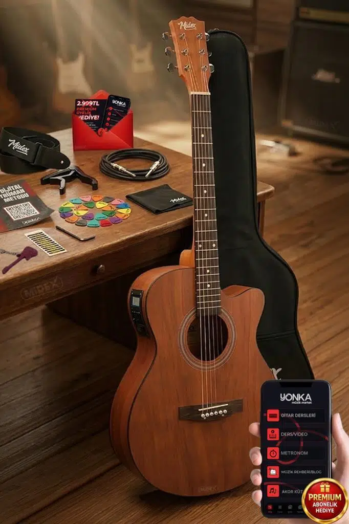 Midex Phx-188EQ Set Masif Ağaç Elektro Akustik Gitar 4/4 (Çanta Askı Capo Jak Kablo) Midex Phx-188EQ Set Masif Ağaç Elektro Akustik Gitar 4/4 (Çanta Askı Capo Jak Kablo)