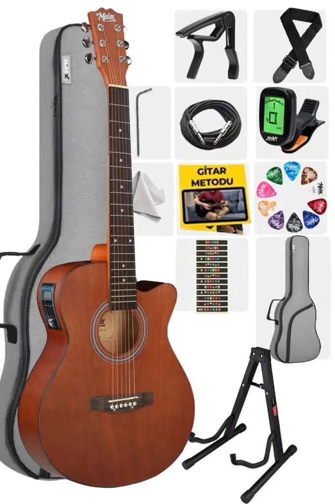Midex Phx-188ST Ekolayzerli Elektro Akustik Gitar 4/4 Gerçek Ağaç (Stand GİGBAG Askı Capo Tuner)