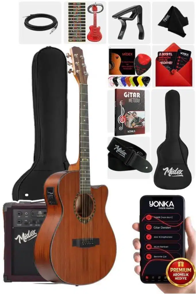 Midex PHX PRO-AMP Amfili Yüksek Kaliteli Masif Elektro Akustik Gitar Seti Midex PHX PRO-AMP Amfili Yüksek Kaliteli Masif Elektro Akustik Gitar Seti