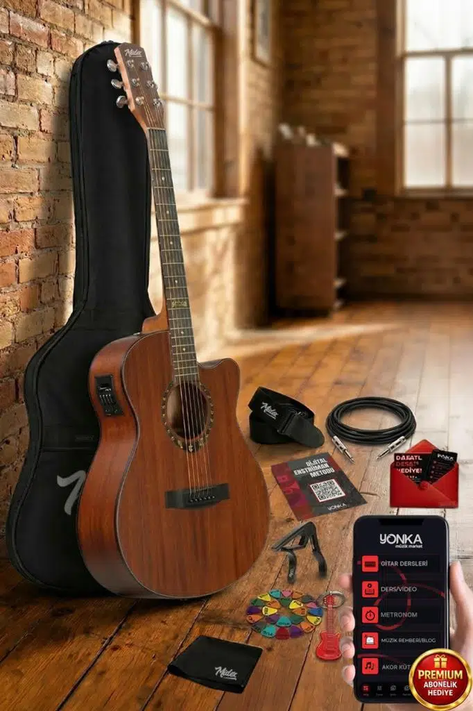 Midex PHX PRO Yüksek Kaliteli Masif Elektro Akustik Gitar Seti