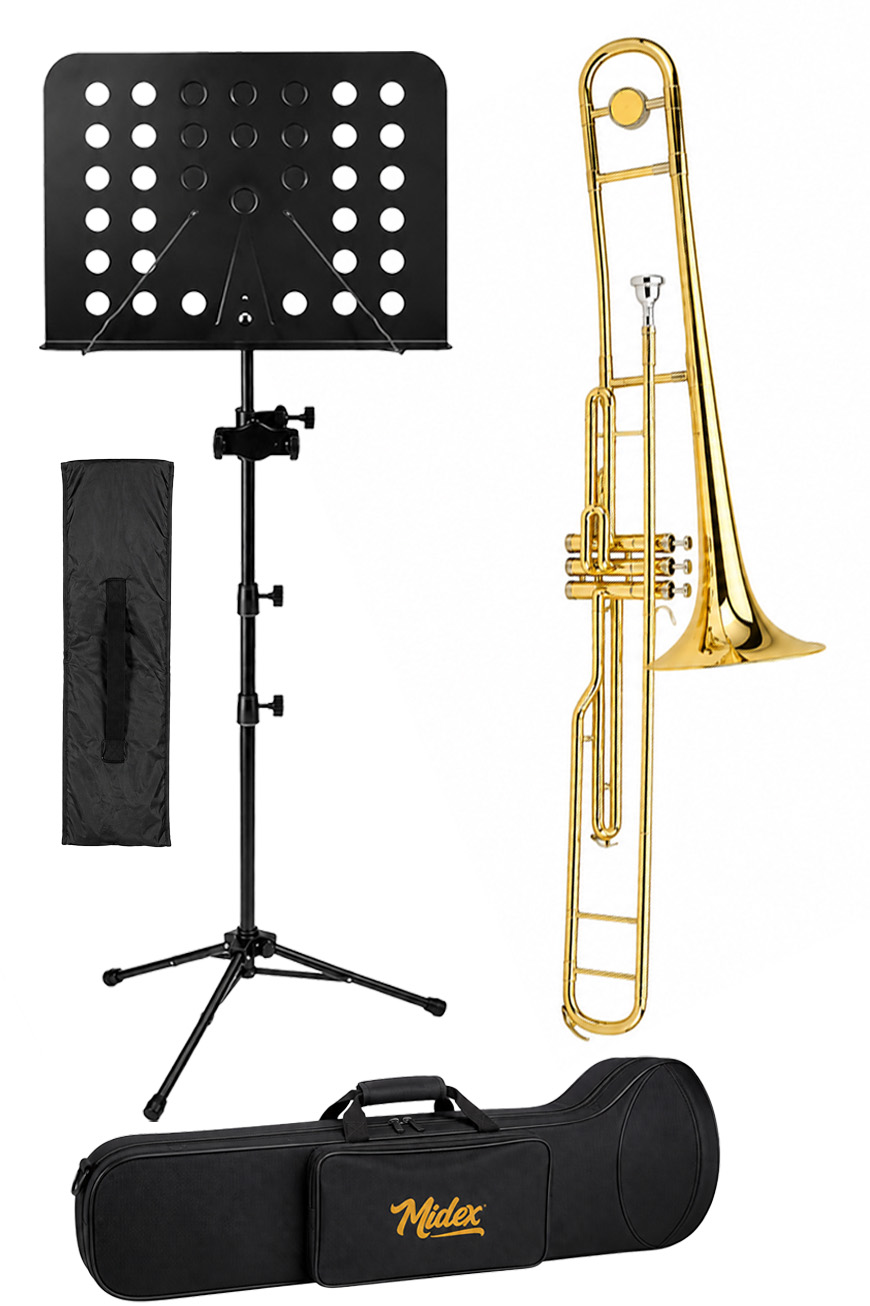 Midex Pistonlu Trombon Bb (Si Bemol) Nota Sehpası ve Telefon Tutuculu Set