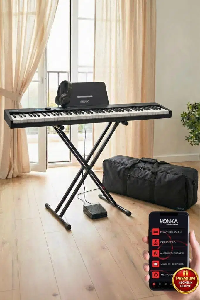 Midex PLX-100BK-ST Taşınabilir Dijital Piyano Tuş Hassasiyetli 88 Tuş Bluetooth Şarjlı (STAND Sustain Kulaklık Çanta Metod) Midex PLX-100BK-ST Taşınabilir Dijital Piyano Tuş Hassasiyetli 88 Tuş Bluetooth Şarjlı (STAND Sustain Kulaklık Çanta Metod)