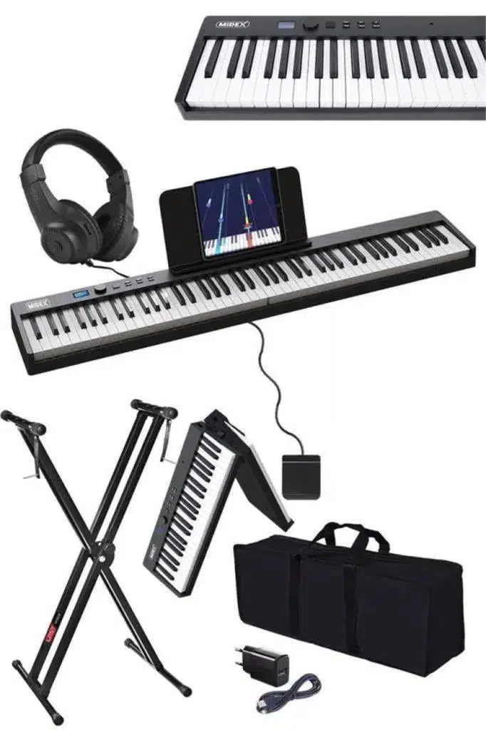 Midex PLX-100BK-ST Taşınabilir Dijital Piyano Tuş Hassasiyetli 88 Tuş Bluetooth Şarjlı (STAND Sustain Kulaklık Çanta Metod) Midex PLX-100BK-ST Taşınabilir Dijital Piyano Tuş Hassasiyetli 88 Tuş Bluetooth Şarjlı (STAND Sustain Kulaklık Çanta Metod)