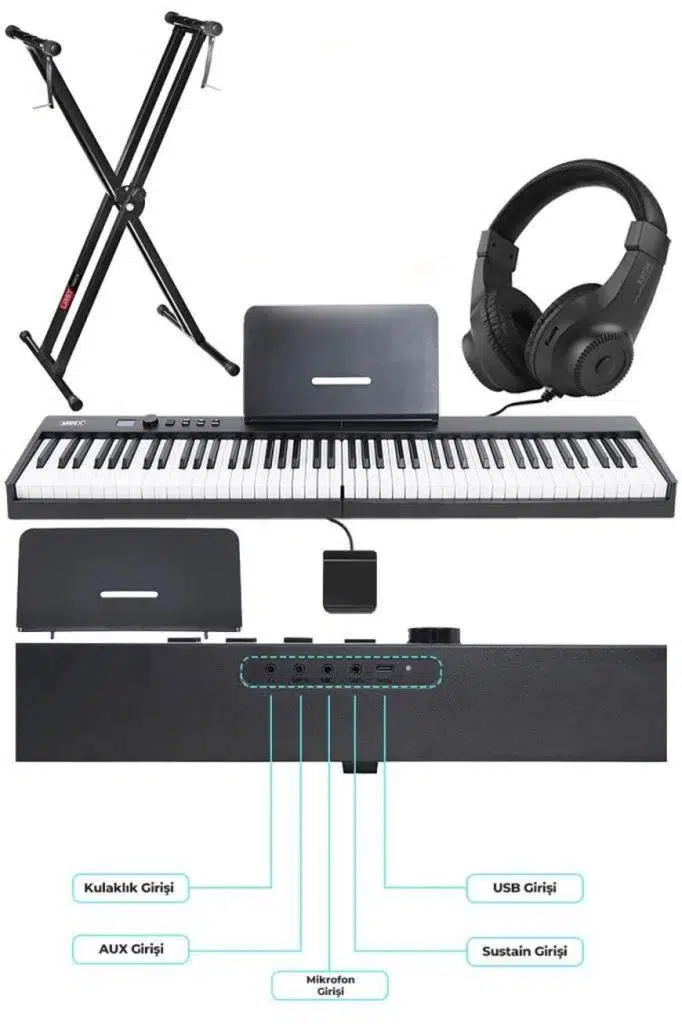 Midex PLX-100BK-ST Taşınabilir Dijital Piyano Tuş Hassasiyetli 88 Tuş Bluetooth Şarjlı (STAND Sustain Kulaklık Çanta Metod) Midex PLX-100BK-ST Taşınabilir Dijital Piyano Tuş Hassasiyetli 88 Tuş Bluetooth Şarjlı (STAND Sustain Kulaklık Çanta Metod)