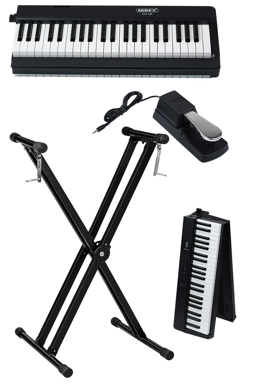 Midex PLX-100BK-ST Taşınabilir Dijital Piyano Tuş Hassasiyetli 88 Tuş Bluetooth Şarjlı (STAND Sustain Kulaklık Çanta Metod)
