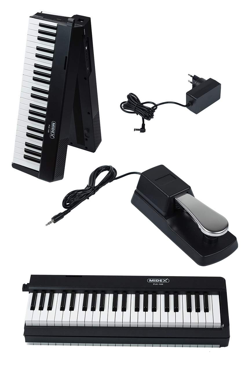 Midex PLX-100BK Taşınabilir Dijital Piyano Tuş Hassasiyetli 88 Tuş Bluetooth Şarjlı (Sustain Pedalı Kulaklık Çanta Metod)