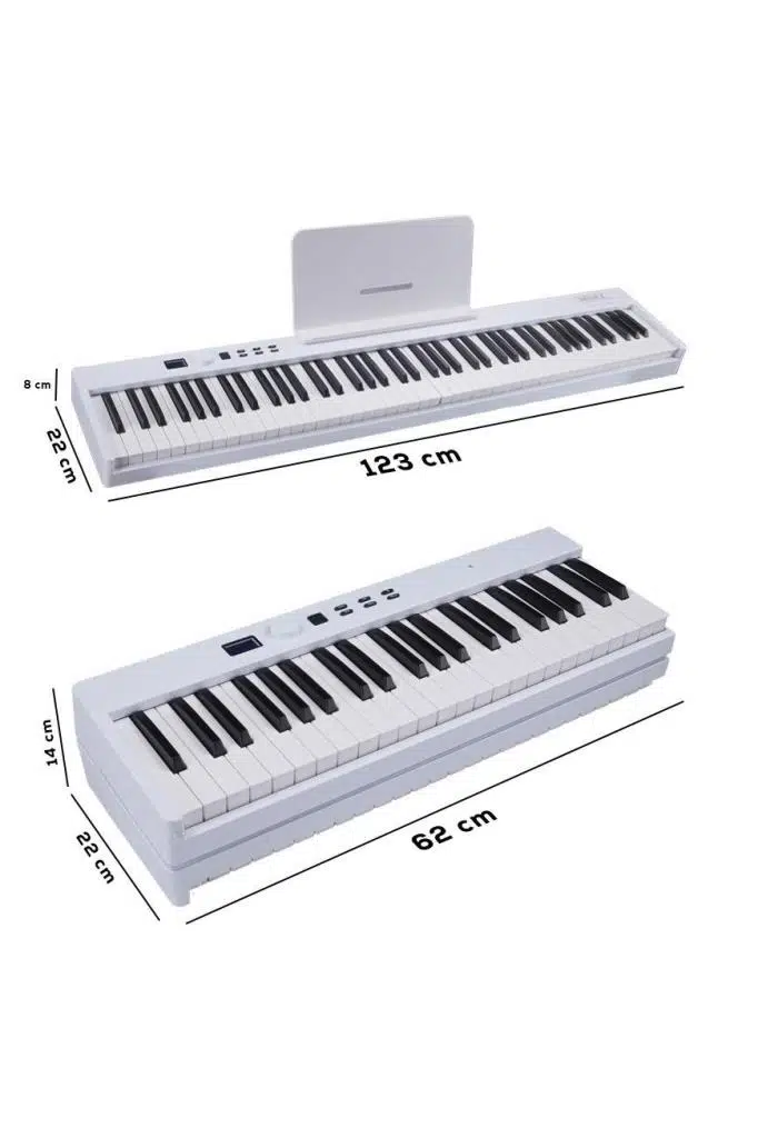 Midex PLX-100WH Taşınabilir Dijital Piyano Tuş Hassasiyetli 88 Tuş Bluetooth Şarjlı (Sustain Pedalı Kulaklık Çanta Metod)