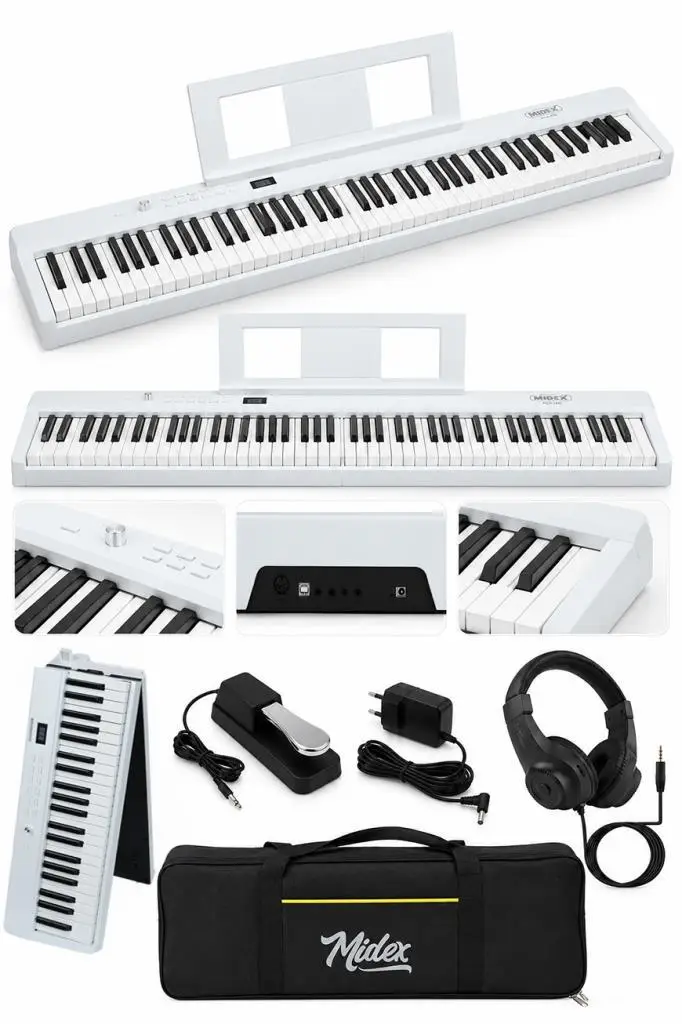 Midex PLX-100WH Taşınabilir Dijital Piyano Tuş Hassasiyetli 88 Tuş Bluetooth Şarjlı (Sustain Pedalı Kulaklık Çanta Metod) Midex PLX-100WH Taşınabilir Dijital Piyano Tuş Hassasiyetli 88 Tuş Bluetooth Şarjlı (Sustain Pedalı Kulaklık Çanta Metod)