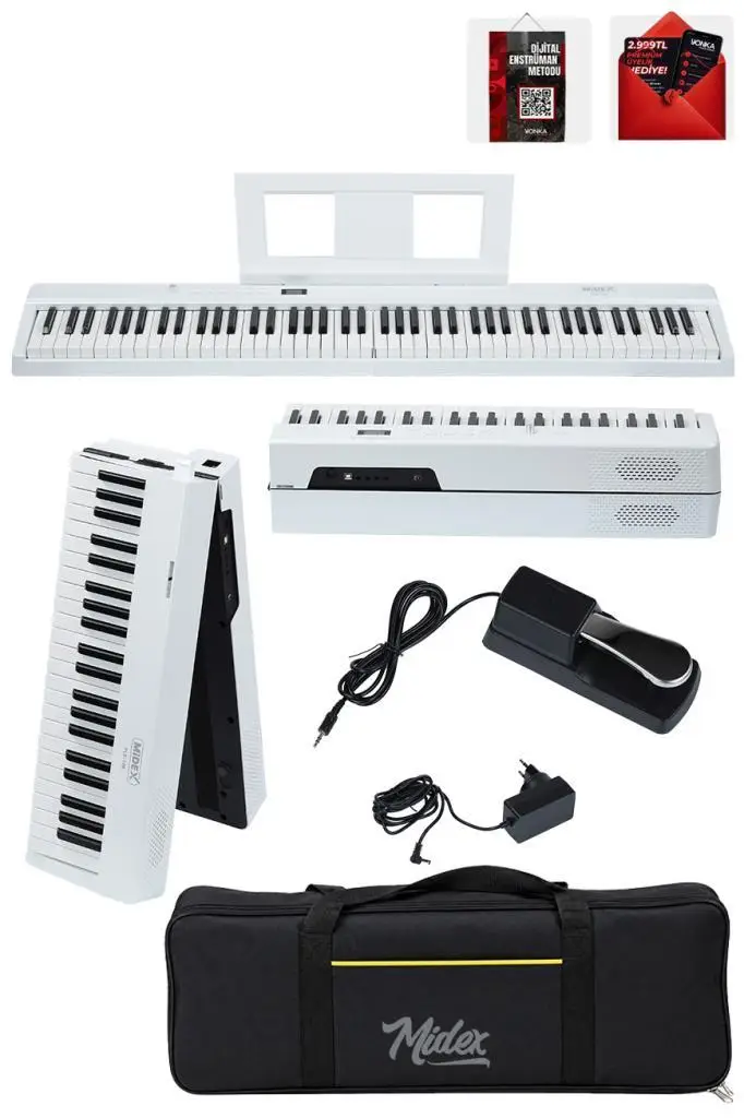 Midex PLX-100WH Taşınabilir Dijital Piyano Tuş Hassasiyetli 88 Tuş Bluetooth Şarjlı (Sustain Pedalı Kulaklık Çanta Metod) Midex PLX-100WH Taşınabilir Dijital Piyano Tuş Hassasiyetli 88 Tuş Bluetooth Şarjlı (Sustain Pedalı Kulaklık Çanta Metod)