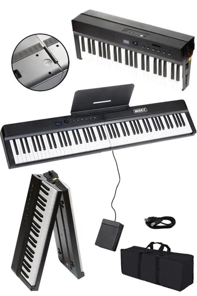 Midex PLX-120BK-ST Katlanır Taşınabilir Dijital Piyano Tuş Hassasiyetli Full Set