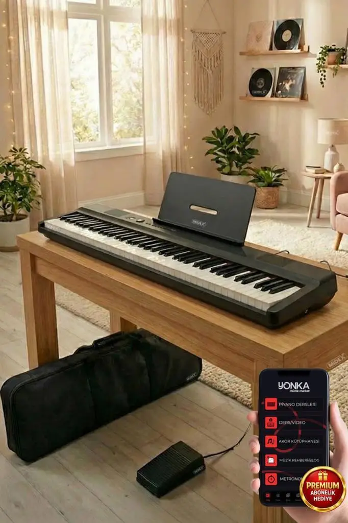 Midex PLX-120BK Yüksek Kaliteli Katlanır Taşınabilir Dijital Piyano