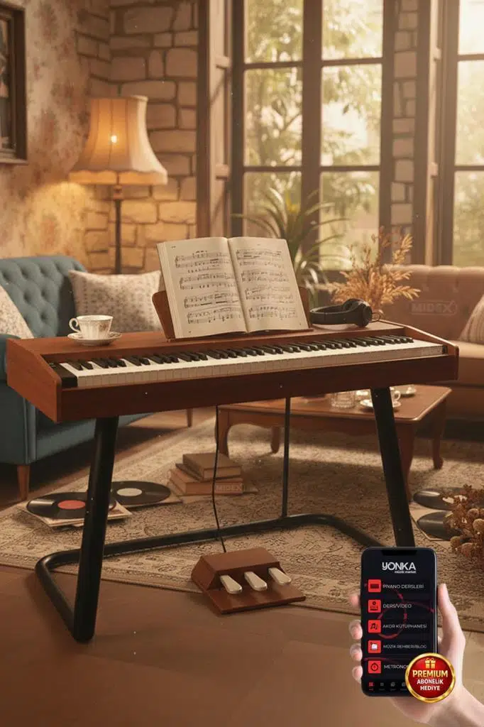 Midex PLX-125-OR Taşınabilir Dijital Piyano Tuş Hassasiyetli 88 Tuş Bluetooth (Stand ve Kulaklık İle)