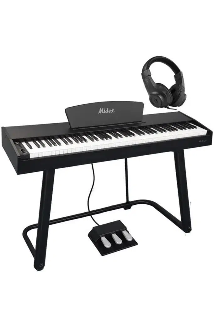 Midex PLX-125BK Taşınabilir Dijital Piyano Tuş Hassasiyetli 88 Tuş Bluetooth (Stand ve Kulaklık İle)