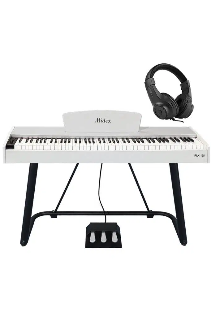 Midex PLX-125WH Taşınabilir Dijital Piyano Tuş Hassasiyetli 88 Tuş Bluetooth (Stand ve Kulaklık İle)