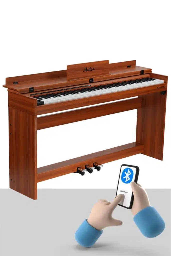 Midex PLX-140 PRO-OR Dijital Piyano Bluetooth Tuş Hassasiyeti 88 Tuşlu Kapaklı (Kulaklık ve Tabure)