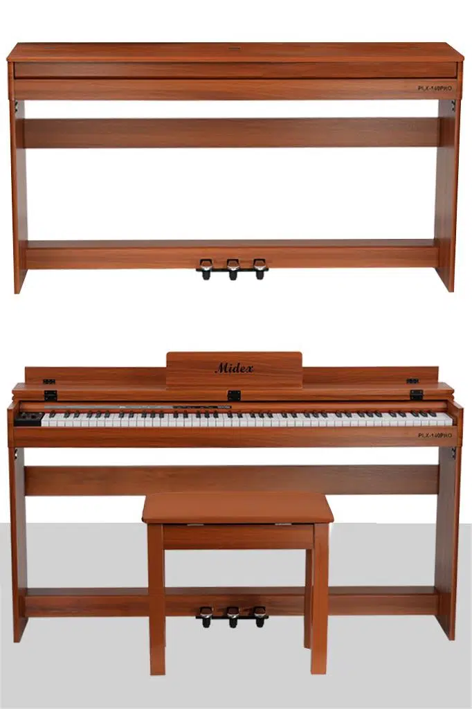 Midex PLX-140 PRO-OR Dijital Piyano Bluetooth Tuş Hassasiyeti 88 Tuşlu Kapaklı (Kulaklık ve Tabure)
