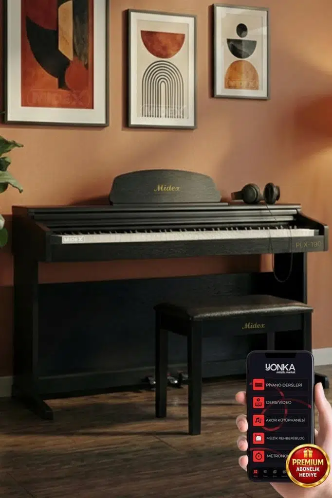 Midex PLX-190BK Siyah Dijital Piyano 88 Tuşlu Hammer Action ve Tuş Hassasiyeti