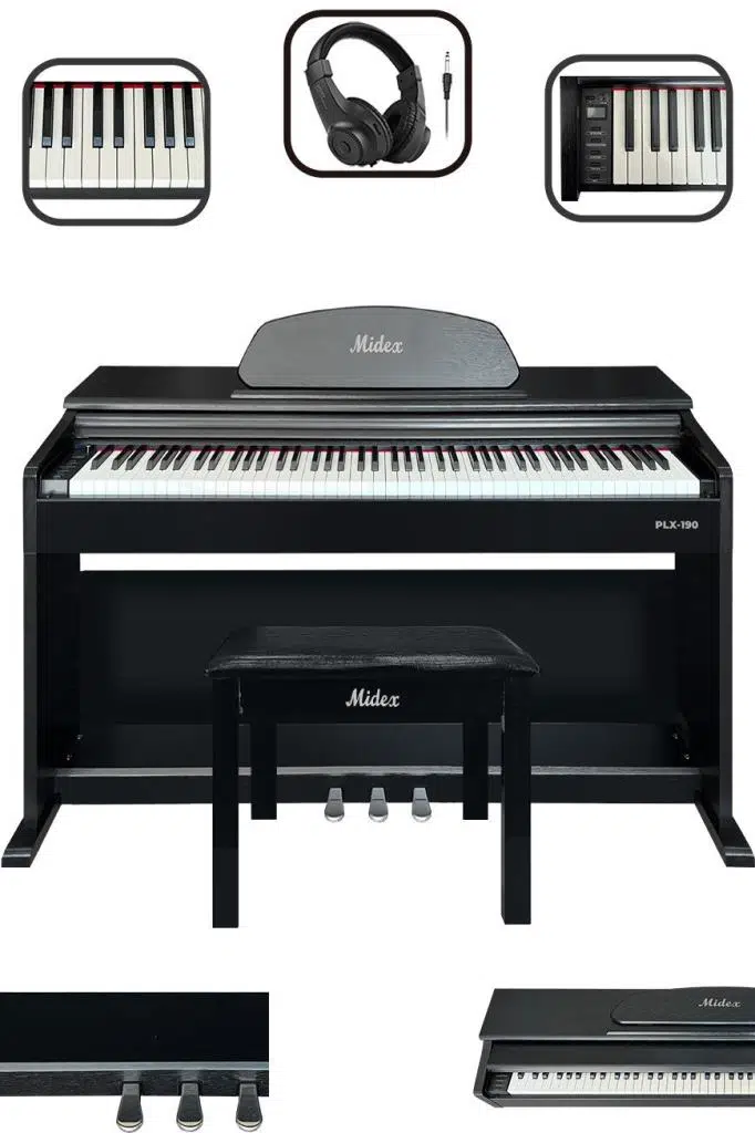 Midex PLX-190BK Siyah Dijital Piyano 88 Tuşlu Hammer Action ve Tuş Hassasiyeti Midex PLX-190BK Siyah Dijital Piyano 88 Tuşlu Hammer Action ve Tuş Hassasiyeti