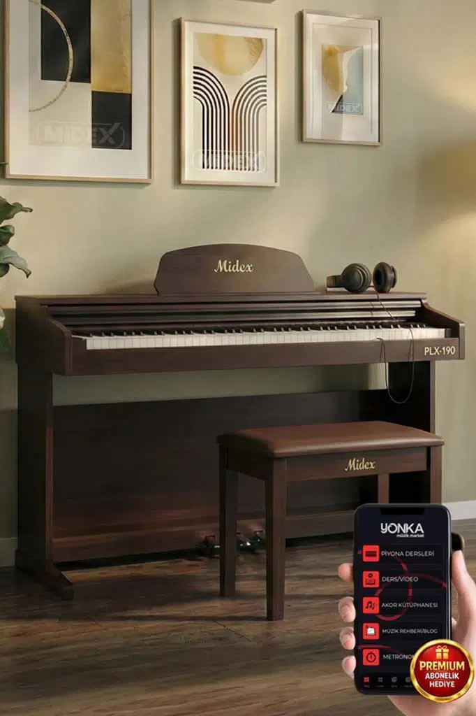 Midex PLX-190SR Gül Ağacı Dijital Piyano 88 Tuşlu Hammer Action ve Tuş Hassasiyeti