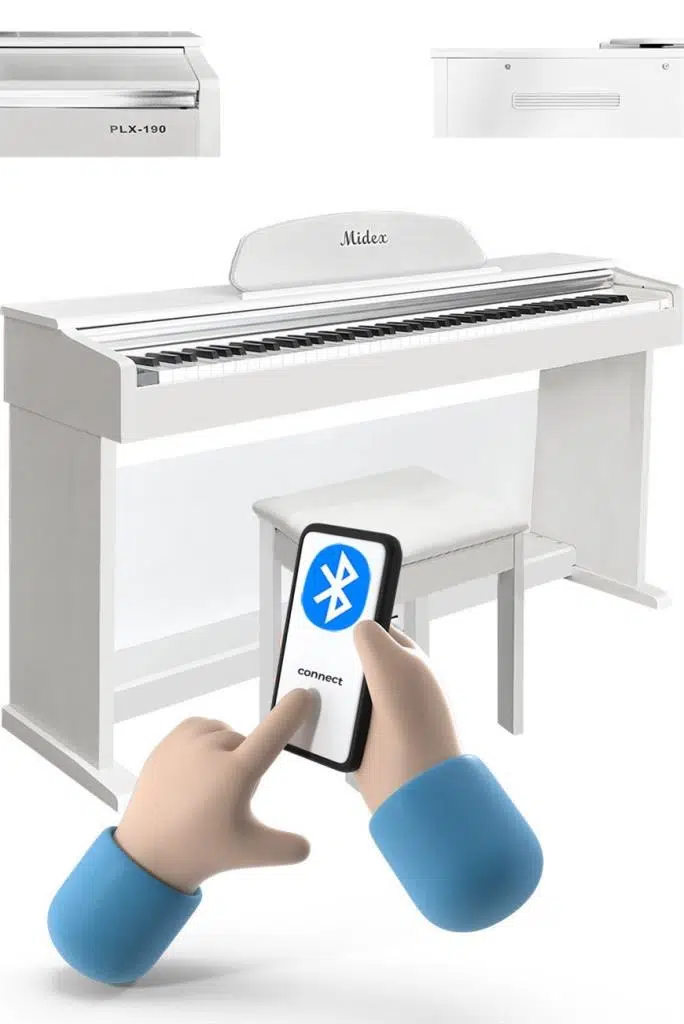 Midex PLX-190WH Dijital Piyano 88 Tuşlu Beyaz Tuş Hassasiyetli Çekiç Aksiyonlu Midex PLX-190WH Dijital Piyano 88 Tuşlu Beyaz Tuş Hassasiyetli Çekiç Aksiyonlu
