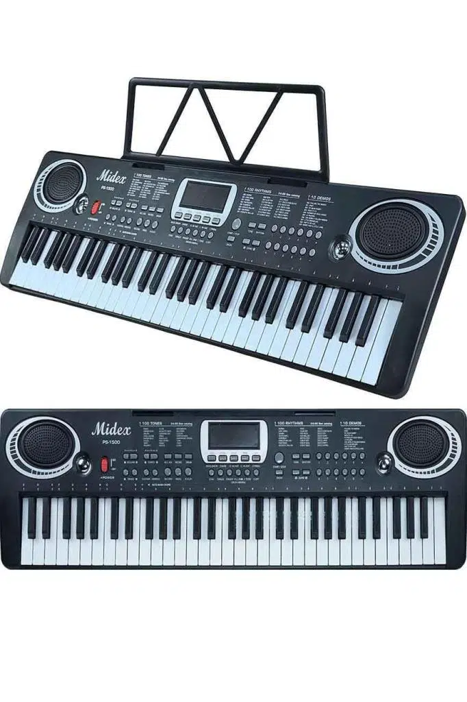 Midex PS-1500BK Başlangıç İçin 61 Tuşlu Org Notalık Adaptör Öğrenim Metodu (100 Ses 100 Ritim)