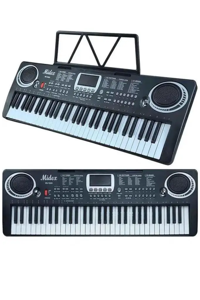 Midex PS-1500BK Başlangıç İçin 61 Tuşlu Org Notalık Adaptör Öğrenim Metodu (100 Ses 100 Ritim)