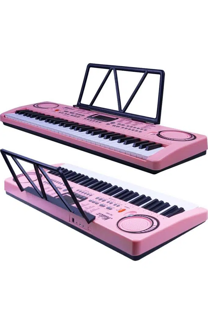 Midex PS-1500PK Başlangıç İçin 61 Tuşlu Org Pembe Renk Notalık Adaptör Mikrofon METOD (100 Ses 100 Ritim)