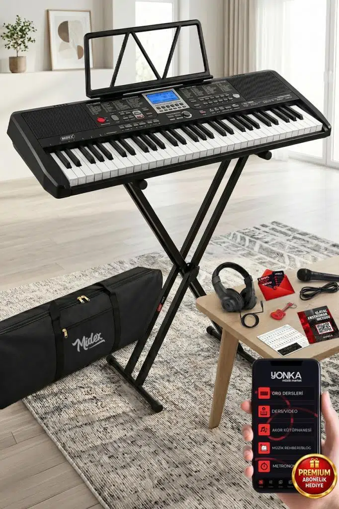 Midex PS-1800BK-SET 61 Tuşlu Kaliteli Org Dijital Ekranlı Stand Kulaklık Çanta Notalık Adaptör Sticker Metod Midex PS-1800BK-SET 61 Tuşlu Kaliteli Org Dijital Ekranlı Stand Kulaklık Çanta Notalık Adaptör Sticker Metod