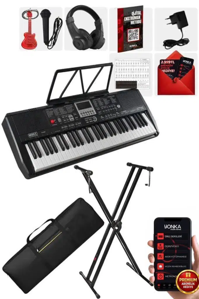 Midex PS-1800BK-SET 61 Tuşlu Kaliteli Org Dijital Ekranlı Stand Kulaklık Çanta Notalık Adaptör Sticker Metod Midex PS-1800BK-SET 61 Tuşlu Kaliteli Org Dijital Ekranlı Stand Kulaklık Çanta Notalık Adaptör Sticker Metod