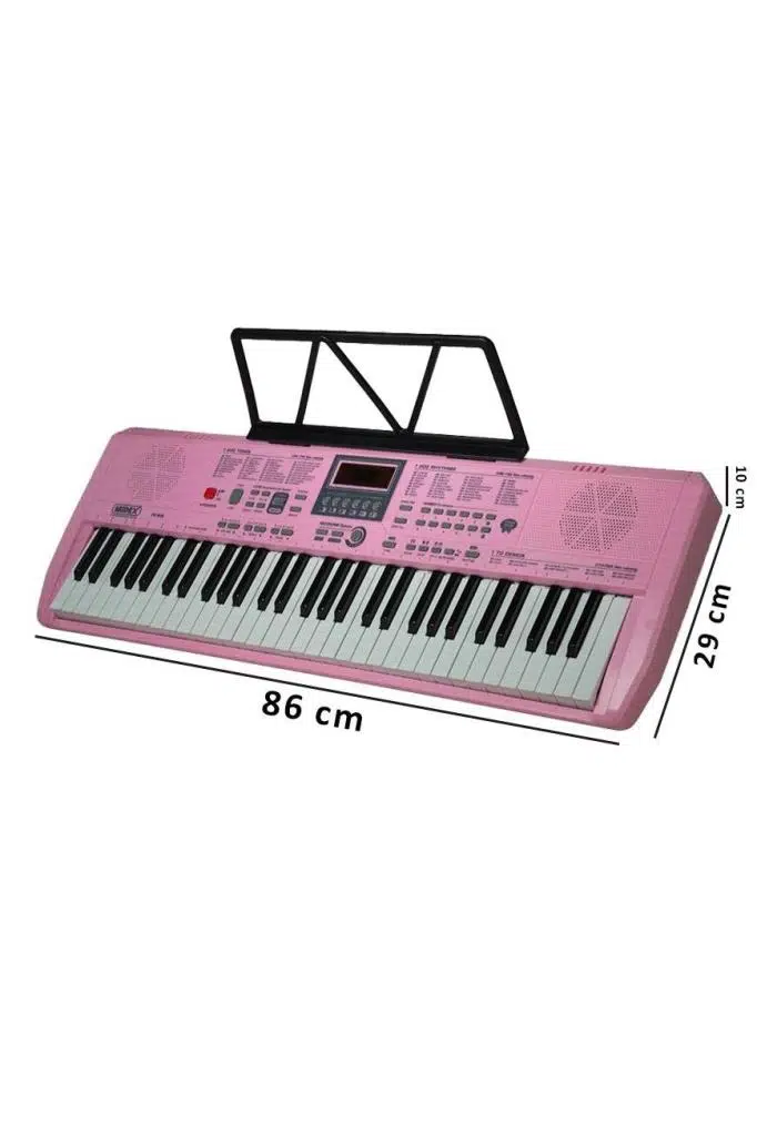 Midex PS-1800PK-H 61 Tuşlu Kaliteli Pembe Org Dijital Ekranlı Kulaklık Çanta Notalık Adaptör Sticker Metod