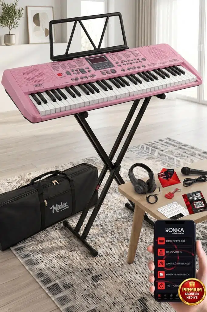 Midex PS-1800PK-SET 61 Tuşlu Kaliteli Pembe Org Dijital Ekran Stand Kulaklık Çanta Notalık Adaptör Sticker Metod Midex PS-1800PK-SET 61 Tuşlu Kaliteli Pembe Org Dijital Ekran Stand Kulaklık Çanta Notalık Adaptör Sticker Metod