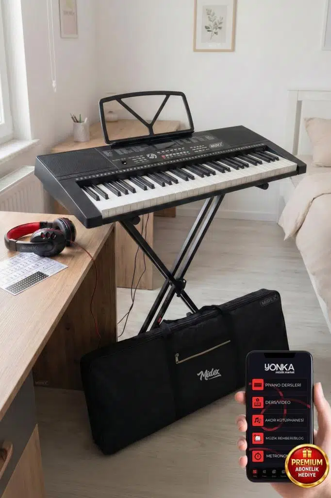 Midex PS-2300BK-PAK 61 Tuşlu Org Stand Kulaklık Siyah Başlangıç İçin Uygun