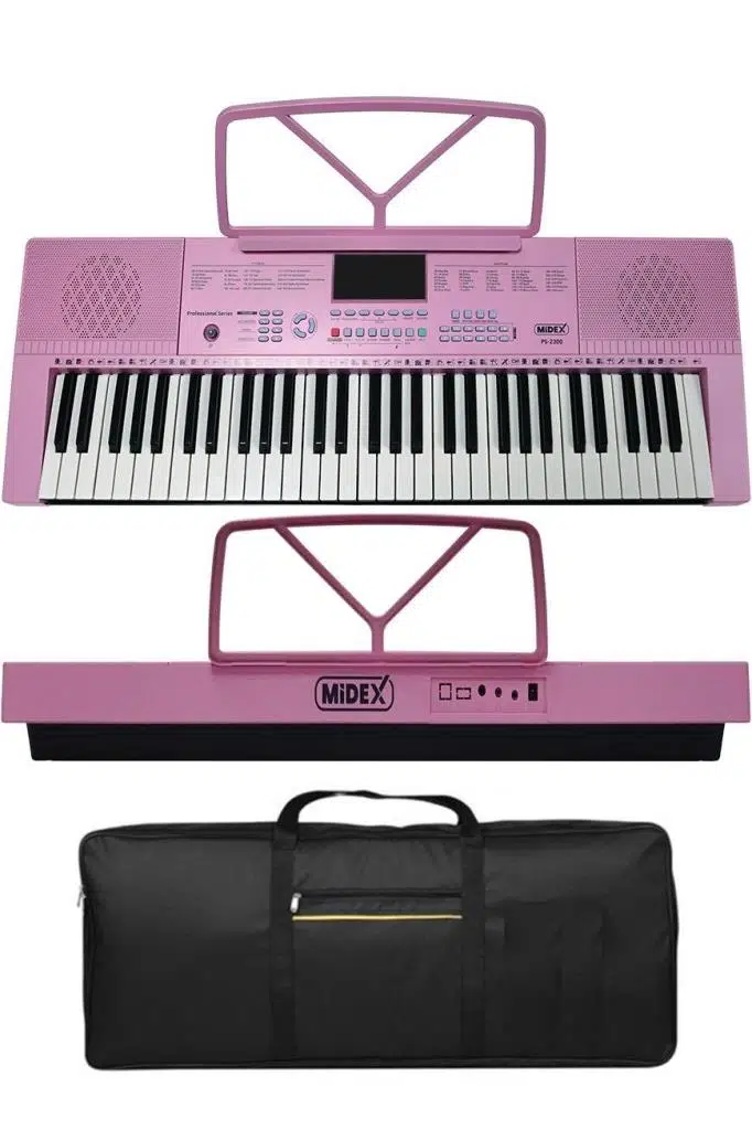 Midex PS-2300PK-PAK 61 Tuşlu Org Stand Kulaklık Pembe Başlangıç İçin Uygun