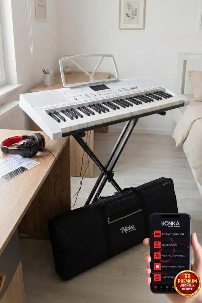 Midex PS-2300WH-PAK 61 Tuşlu Org Stand Kulaklık Beyaz Başlangıç İçin Uygun