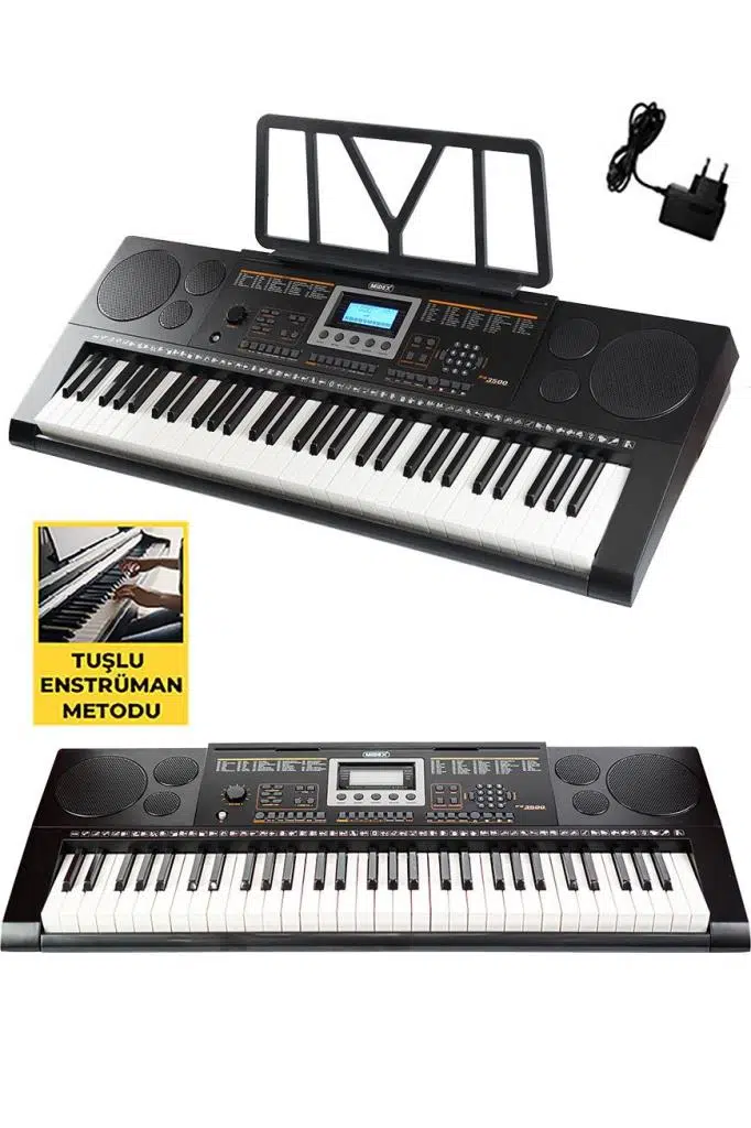 Midex PS-3500KS Tuş Hassasiyetli 61 Tuşlu Org (Stand Çanta Kulaklık Notalık Adaptör Metod)