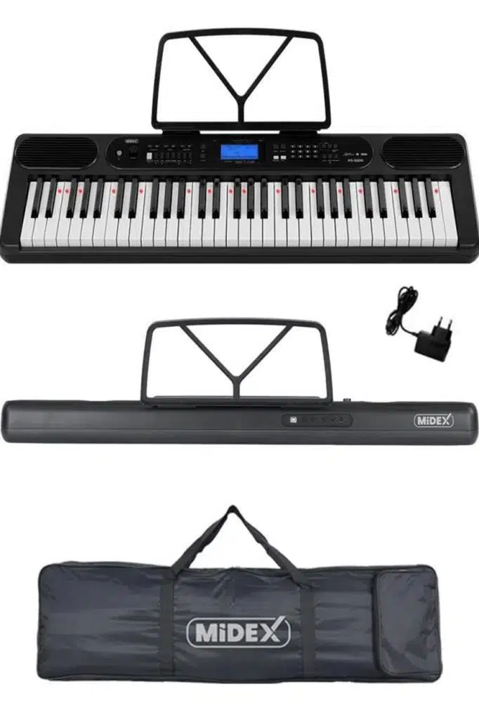 Midex PS-5200BK-H Pro Org 61 LED Işıklı Tuş Hassasiyetli Bluetooth Midi Kulaklık Midex PS-5200BK-H Pro Org 61 LED Işıklı Tuş Hassasiyetli Bluetooth Midi Kulaklık