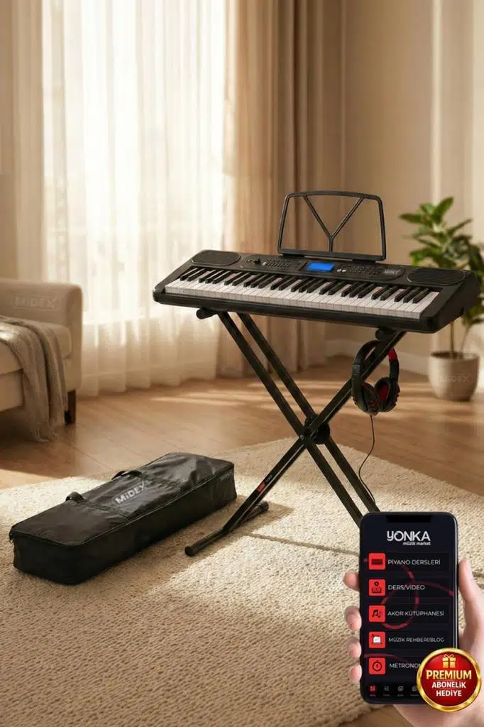 Midex PS-5200BK-HS Pro Org 61 LED Işıklı Tuş Hassasiyetli Bluetooth Midi Kulaklık Stand Midex PS-5200BK-HS Pro Org 61 LED Işıklı Tuş Hassasiyetli Bluetooth Midi Kulaklık Stand