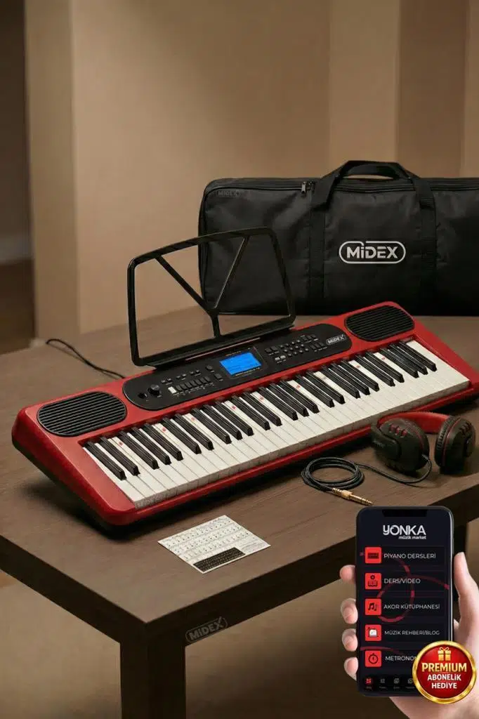 Midex PS-5200RD-H Pro Org 61 LED Işıklı Tuş Hassasiyetli Bluetooth Midi Kulaklık