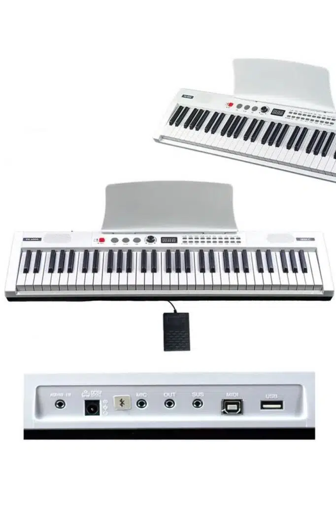 Midex PS4000WH-SET Tuş Hassasiyetli 61 Tuşlu Org Bluetooth USB Midi (Sustain Pedalı Çanta Kulaklık Stand METOD)
