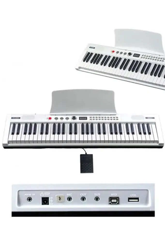 Midex PS4000WH Tuş Hassasiyetli 61 Tuşlu Org Bluetooth USB Midi METOD (Sustain Pedalı Çanta)