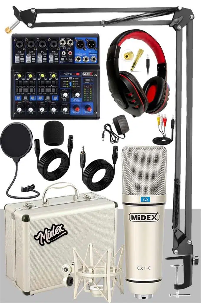 Midex Quadcast Set Cx1 Mikrofon Midex Mikser Stand Kulaklık Full Midex Quadcast Set Cx1 Mikrofon Midex Mikser Stand Kulaklık Full