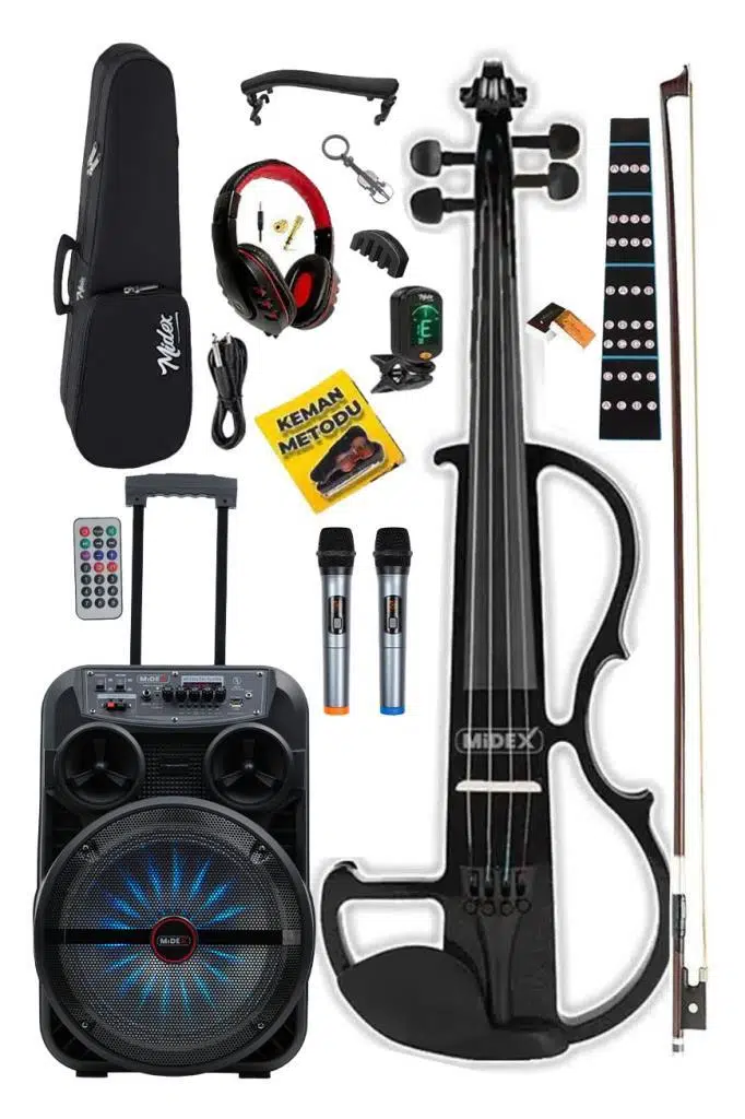 Midex RCZ-606BK-PAK Elektro Keman ve Şarjlı Hoparlör Anfi Mikrofon Seti Midex RCZ-606BK-PAK Elektro Keman ve Şarjlı Hoparlör Anfi Mikrofon Seti