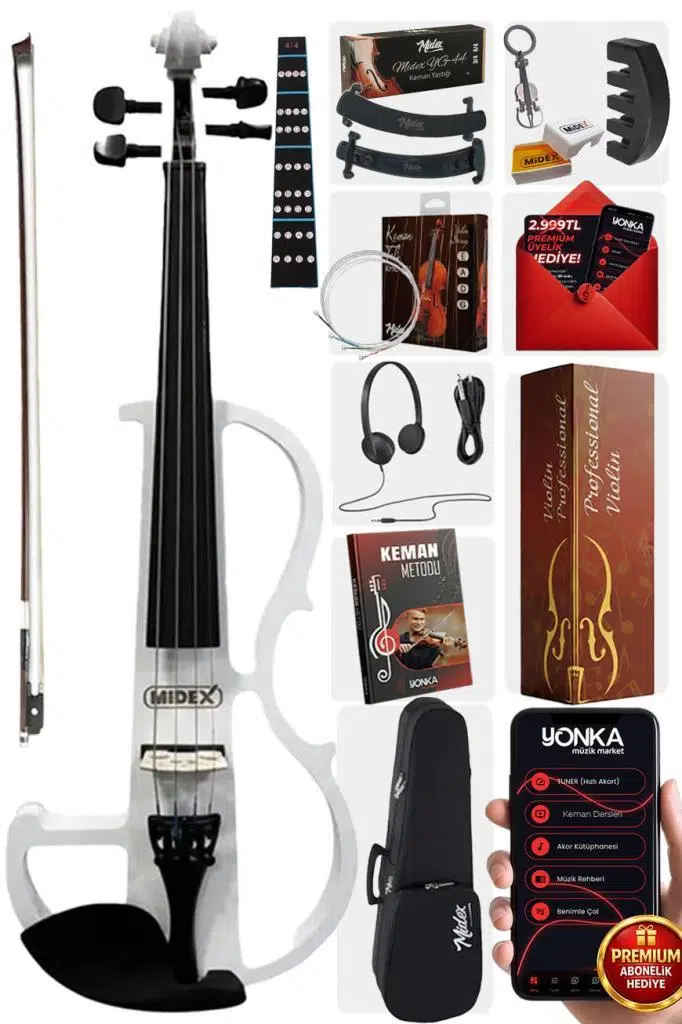 Midex RCZ-606W Elektro Keman Seti Beyaz (Kulaklık Kablo Metod Yastık ) Midex RCZ-606W Elektro Keman Seti Beyaz (Kulaklık Kablo Metod Yastık )